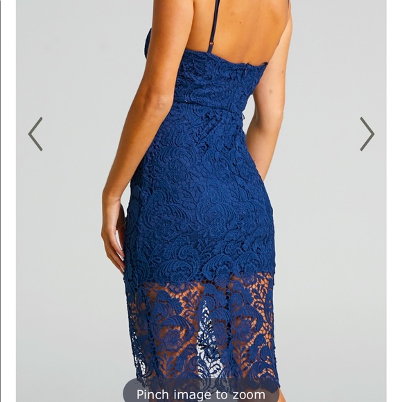 Lace style spaghetti strap midi dress. Showpo, size 14. - Picture 2 of 5